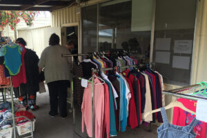 Boomerang Centre clothing racks.