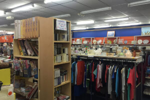 Books and crockery for sale at Thrifty V Superstore.