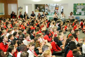 School kids in assembly