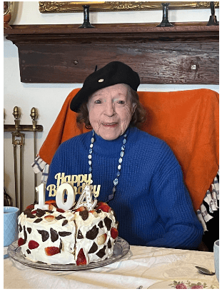 AnglicareSA' customer Leah celebrating her 104th birthday. 