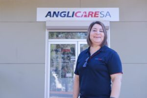 Vicki outside AnglicareSA