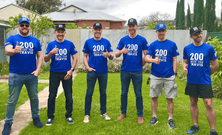 Tim and his team of close mates/support crew before the big run | Photo: 200 Miles for Travis