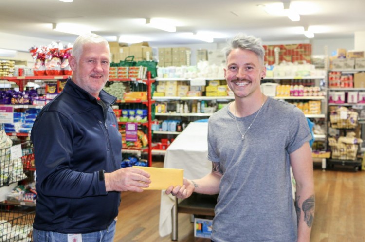 Tom with AnglicareSA Homelessness Services Coordinator Peter McKay.