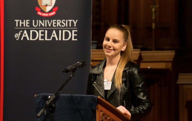 Lucy inspired with her speech at the scholarship awards ceremony at St Peter’s Cathedral | Photo: University of Adelaide
