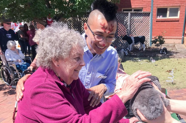 Yitian with AnglicareSA Grange resident Jane.