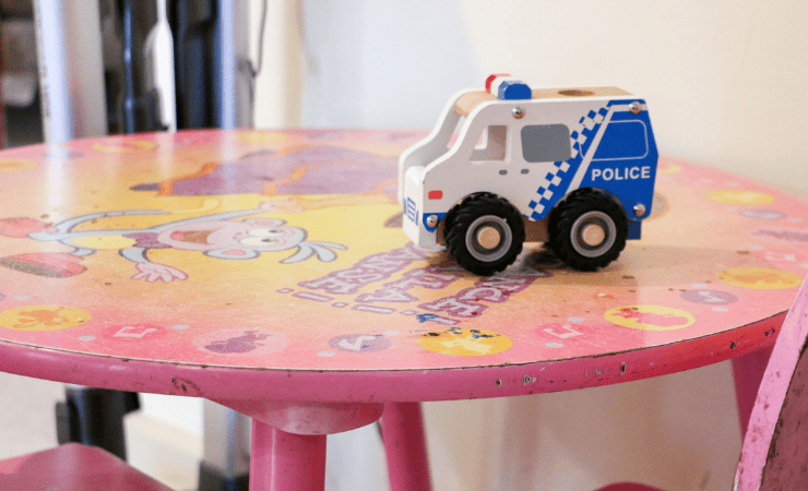 Image of a child toy truck on a table