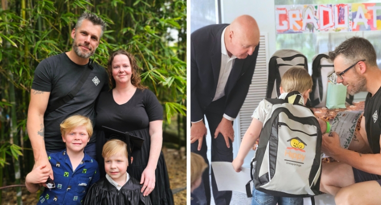 Blake with his family at the zoo. Blake together with his Dad as he accepts his certificate from Ian Dillon.