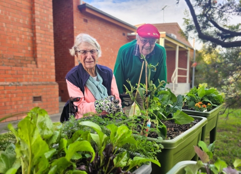 Bob and Betty in the garden at Garden Club.