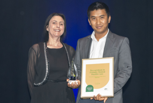 AnglicareSA Way Back Support Service staff member MangBawi accepts the Recognition award.