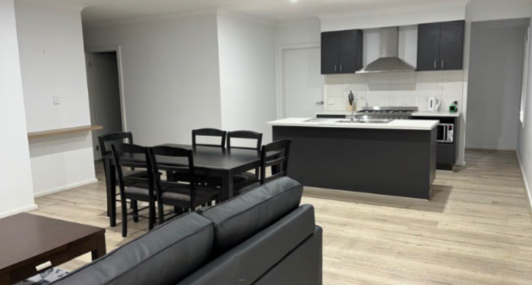 Photo of a refurbished open plan kitchen, living and dining area.